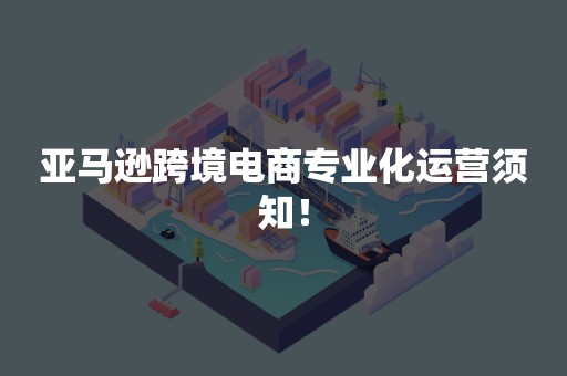 亚马逊跨境电商专业化运营须知！