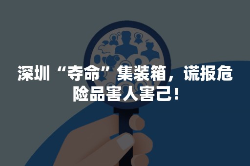 深圳“夺命”集装箱，谎报危险品害人害己！