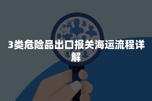 3类危险品出口报关海运流程详解