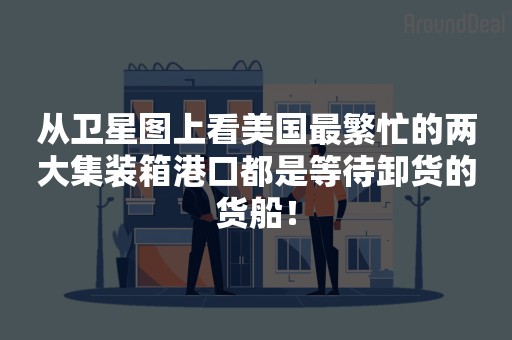 从卫星图上看美国最繁忙的两大集装箱港口都是等待卸货的货船！