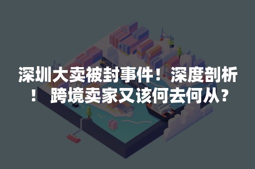 深圳大卖被封事件！深度剖析！ 跨境卖家又该何去何从？