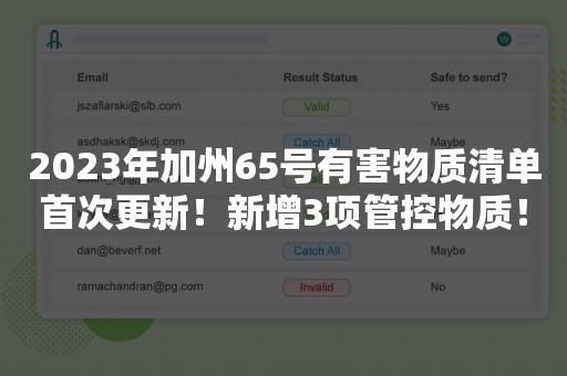 2023年加州65号有害物质清单首次更新！新增3项管控物质！
