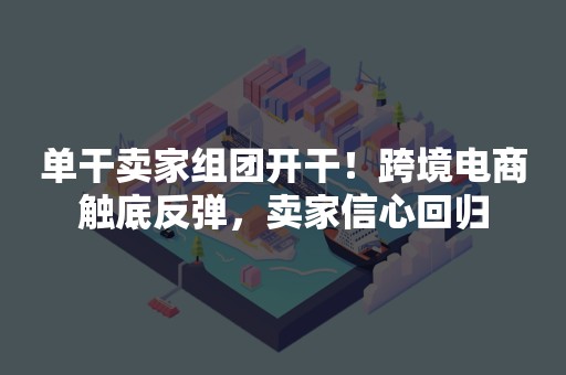 单干卖家组团开干！跨境电商触底反弹，卖家信心回归
