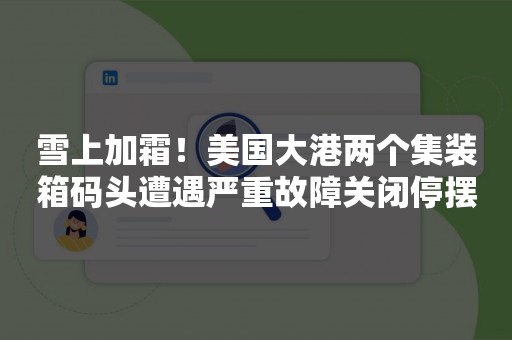 雪上加霜！美国大港两个集装箱码头遭遇严重故障关闭停摆