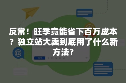 反常！旺季竟能省下百万成本？独立站大卖到底用了什么新方法？