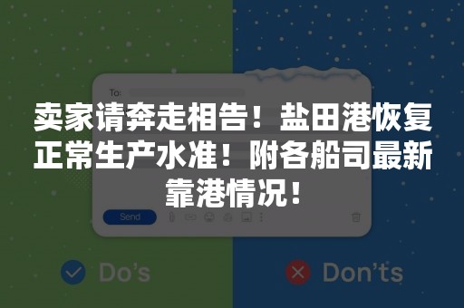 卖家请奔走相告！盐田港恢复正常生产水准！附各船司最新靠港情况！
