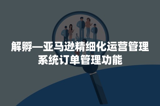 解孵—亚马逊精细化运营管理系统订单管理功能