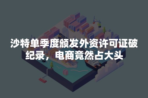 沙特单季度颁发外资许可证破纪录，电商竟然占大头