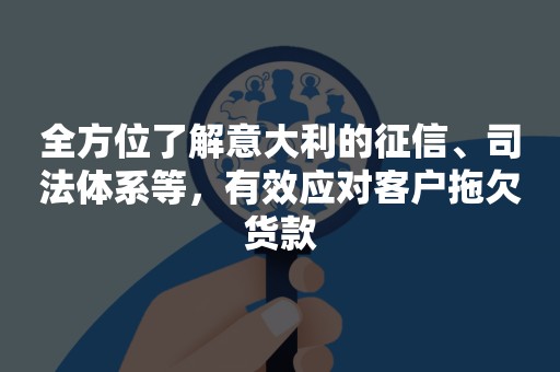 全方位了解意大利的征信、司法体系等，有效应对客户拖欠货款