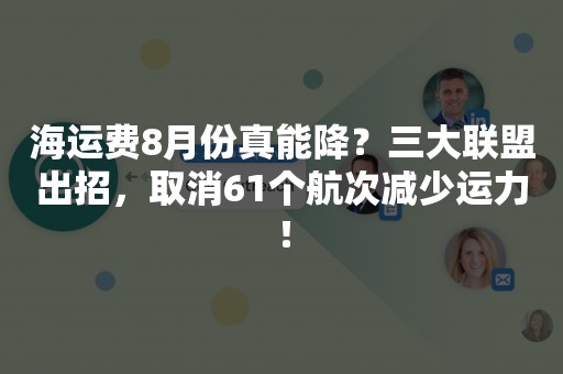 海运费8月份真能降？三大联盟出招，取消61个航次减少运力！