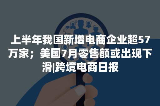 上半年我国新增电商企业超57万家；美国7月零售额或出现下滑|跨境电商日报