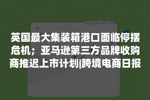 英国最大集装箱港口面临停摆危机；亚马逊第三方品牌收购商推迟上市计划|跨境电商日报