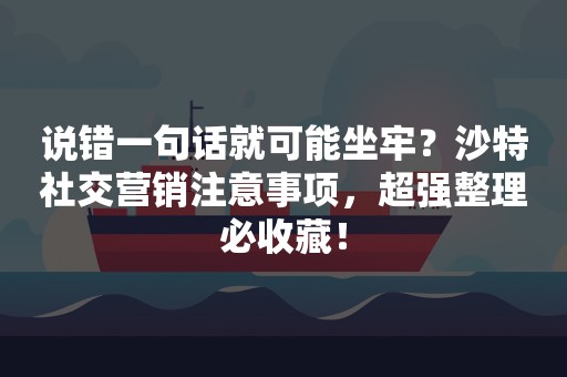 说错一句话就可能坐牢？沙特社交营销注意事项，超强整理必收藏！