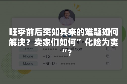 旺季前后突如其来的难题如何解决？卖家们如何”化险为夷“？