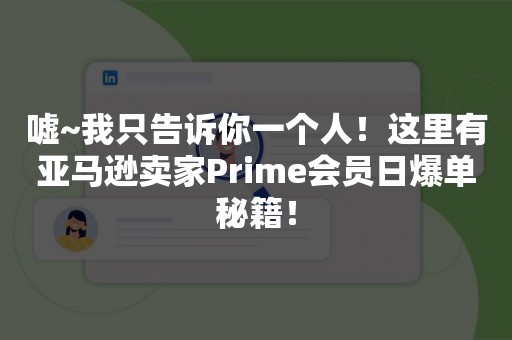 嘘~我只告诉你一个人！这里有亚马逊卖家Prime会员日爆单秘籍！