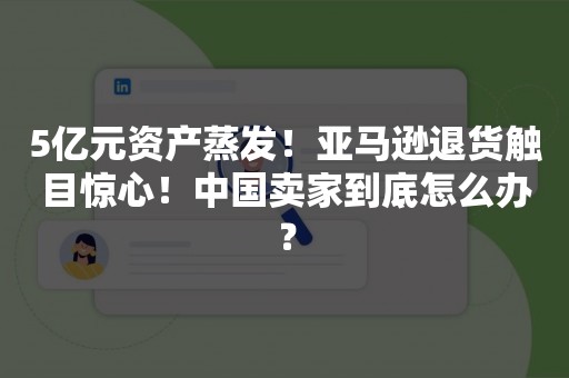 5亿元资产蒸发！亚马逊退货触目惊心！中国卖家到底怎么办？