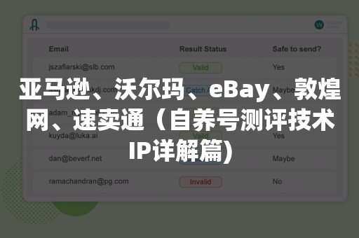亚马逊、沃尔玛、eBay、敦煌网、速卖通（自养号测评技术IP详解篇)