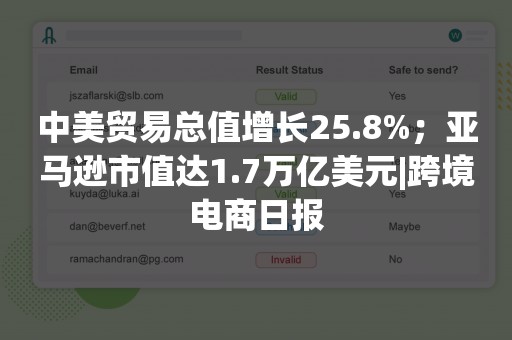 中美贸易总值增长25.8%；亚马逊市值达1.7万亿美元|跨境电商日报
