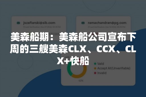 美森船期：美森船公司宣布下周的三艘美森CLX、CCX、CLX+快船