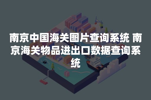 南京中国海关图片查询系统 南京海关物品进出口数据查询系统