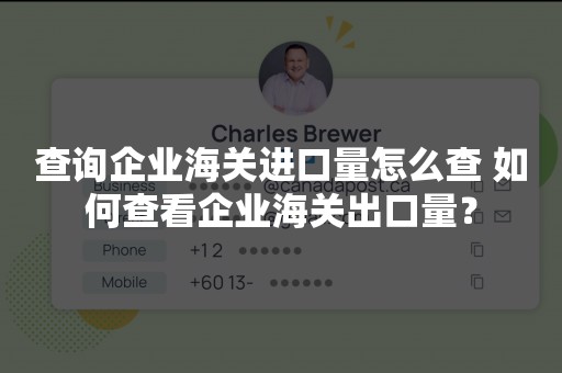 查询企业海关进口量怎么查 如何查看企业海关出口量？