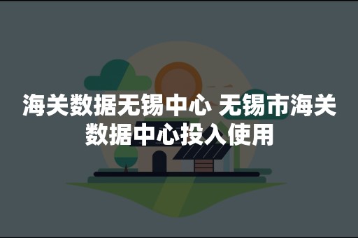 海关数据无锡中心 无锡市海关数据中心投入使用
