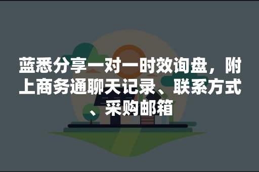蓝悉分享一对一时效询盘，附上商务通聊天记录、联系方式、采购邮箱