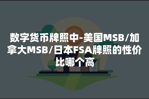 数字货币牌照中-美国MSB/加拿大MSB/日本FSA牌照的性价比哪个高