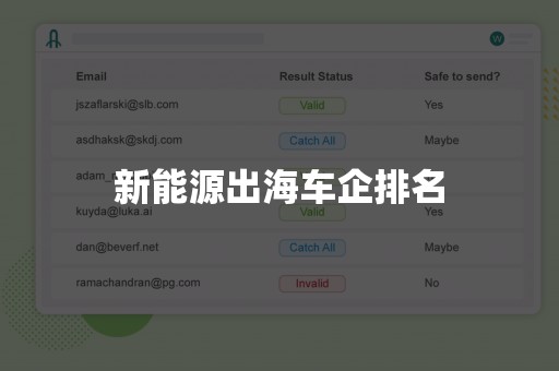 新能源出海车企排名