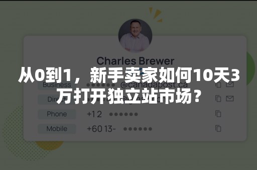 从0到1，新手卖家如何10天3万打开独立站市场？