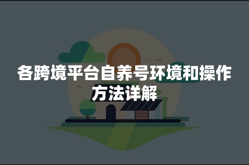 各跨境平台自养号环境和操作方法详解