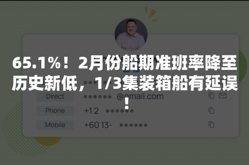 65.1%！2月份船期准班率降至历史新低，1/3集装箱船有延误！