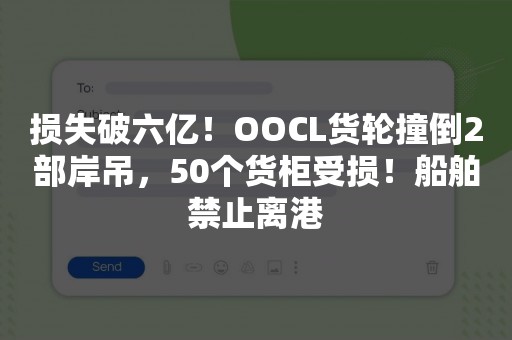 损失破六亿！OOCL货轮撞倒2部岸吊，50个货柜受损！船舶禁止离港
